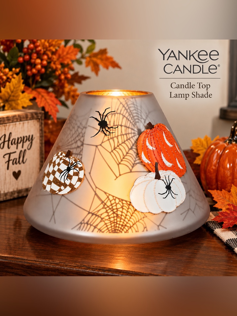 Yankee Candle Fall Pumpkin & Spider Candle Top Lamp Shade- PLEASE READ